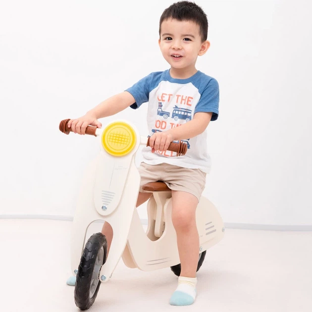 Деревянный самокат New Classic Toys с сиденьем, белый - Фото 3 Деревянный самокат New Classic Toys с сиденьем, белый - изображение 3