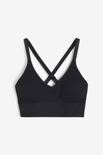 Топ спортивный H&M Move DryMove бесшовный средней поддержки черный M (1120585) - Фото 1 Топ спортивный H&M Move DryMove бесшовный средней поддержки черный M (1120585) - изображение 1