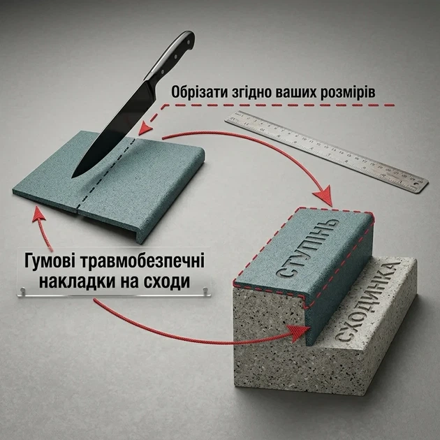 Гумові сходини Мікс 500х500х20/40 мм - Темно-сірий 50% мікс - изображение 6