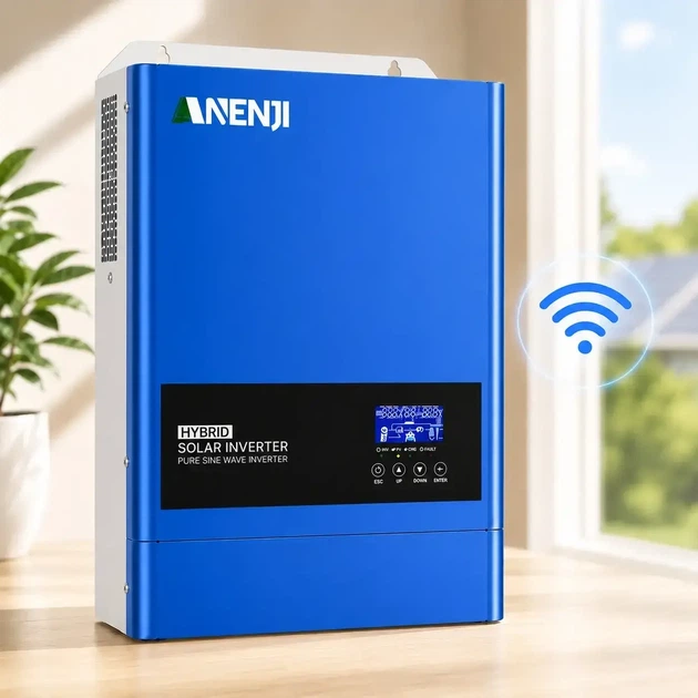 Інвертор Anenji WiFi 6.2 кВт з подвійним виходом, Гібридний з низьким рівнем шуму MPPT 120А, 48 В - Фото 1 Інвертор Anenji WiFi 6.2 кВт з подвійним виходом, Гібридний з низьким рівнем шуму MPPT 120А, 48 В - изображение 1