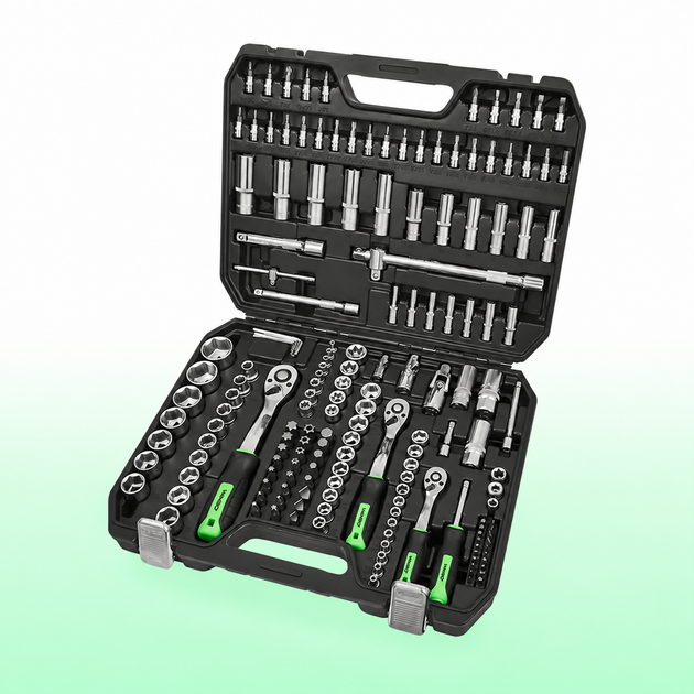 Набор инструментов, 1/2", 1/4", 3/8", 72T, CR-V, 171 предмет, WINSO PRO - Фото 1 Набор инструментов, 1/2", 1/4", 3/8", 72T, CR-V, 171 предмет, WINSO PRO - изображение 1