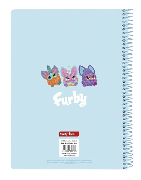 Блокнот Furby А5 небесно-блакитний на спіралі, Safta - Фото 2 Блокнот Furby А5 небесно-блакитний на спіралі, Safta - зображення 2