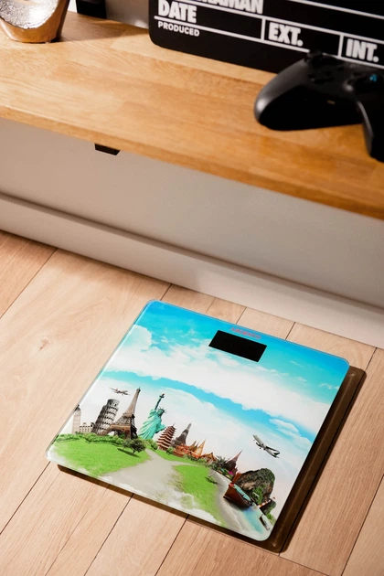 Весы ARDESTO для пола Travel, 150 кг, 2 батарейки AAA в комплекте, стеклянные, цветные - изображение 4