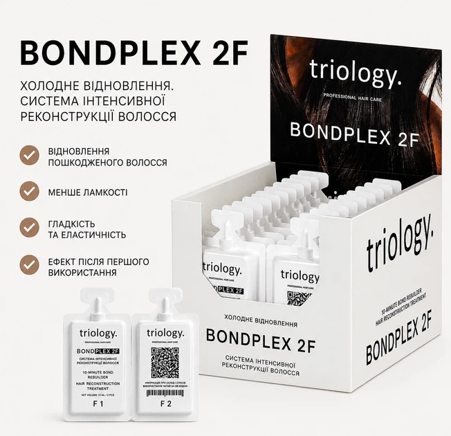 Холодное восстановление BONDPLEX 2F Triology Система интенсивной реконструкции волос 15+15мл. (1 применение) - Фото 5 Холодное восстановление BONDPLEX 2F Triology Система интенсивной реконструкции волос 15+15мл. (1 применение) - изображение 5