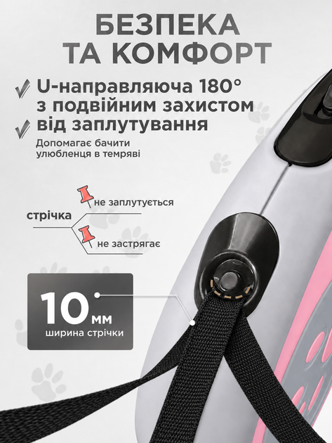 Поводок рулетка для собак 5м Axacam до 25 кг автоматический поводок для кошек щенков мелких средних пород шпица йорка корги прогулочный прочный Pink - Фото 4 Поводок рулетка для собак 5м Axacam до 25 кг автоматический поводок для кошек щенков мелких средних пород шпица йорка корги прогулочный прочный Pink - изображение 4
