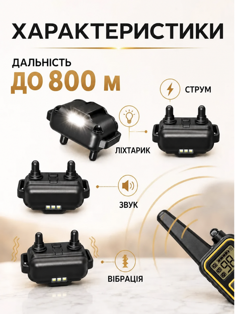 Аккумуляторный ошейник для тренировки собак Axacam IPX7 (звук, вибрация, свет) - изображение 6