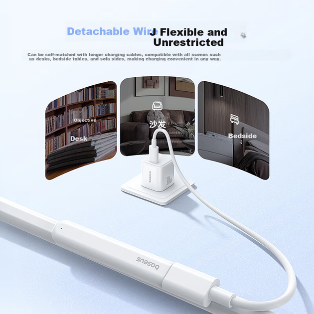 Зарядний чохол BASEUS Capacitive Stylus, спеціальна бездротова зарядна док-станція з магнітним ємнісним стилусом для iPad, сумісна з магнітною бездротовою зарядкою для iPad 2026/25/24 років, білий - зображення 5