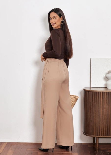 Женские штаны-палаццо с имитацией юбки на запах (060267601) Бежевый 58-60 - Фото 4 Женские штаны-палаццо с имитацией юбки на запах (060267601) Бежевый 58-60 - изображение 4