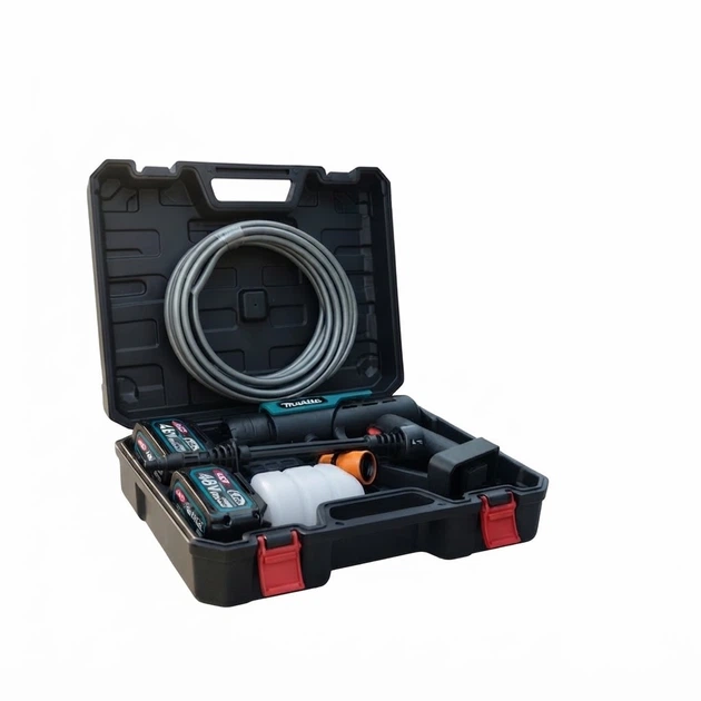 Бездротова автомийка Makita DHW205Z 30 бар акумуляторна мийка 48 В 6 А·год з 2 батареями апарат високого тиску 230 л/год для миття авто саду фасаду 6 режимів струменя шланг 5 м - зображення 6