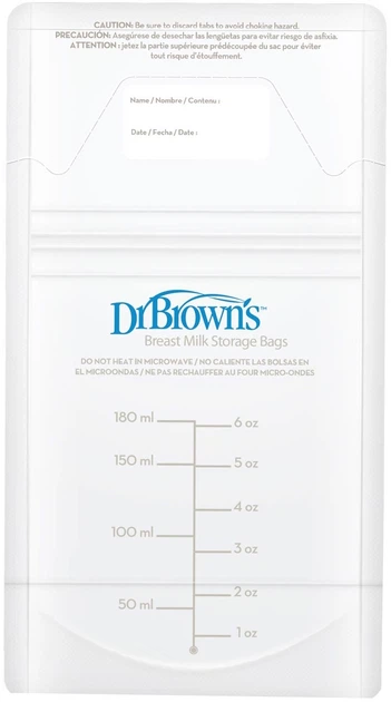 Zestaw woreczków do przechowywania mleka dla niemowląt Dr. Brown's 180 ml 25 szt (851606002086) - Zdjęcie 1 Zestaw woreczków do przechowywania mleka dla niemowląt Dr. Brown's 180 ml 25 szt (851606002086) - obraz 1