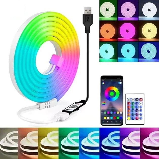 Неонова стрічка 5м Neon RGB-IC з пультом з Bluetooth додатком - зображення 4