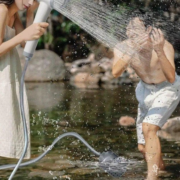Портативний душ Bizon BL01-901 з індикатором температури води й заряду, 2000 мА·год, USB-C, білий - изображение 2