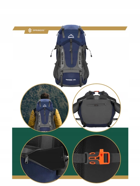 Рюкзак туристичний Springos 60 л CS0129 Navy Blue/Grey - зображення 11