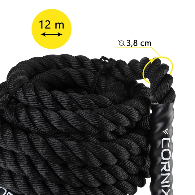 Канат тренировочный Cornix Battle Rope 12 м для кроссфита XR-0574 Black - Фото 3 Канат тренировочный Cornix Battle Rope 12 м для кроссфита XR-0574 Black - изображение 3