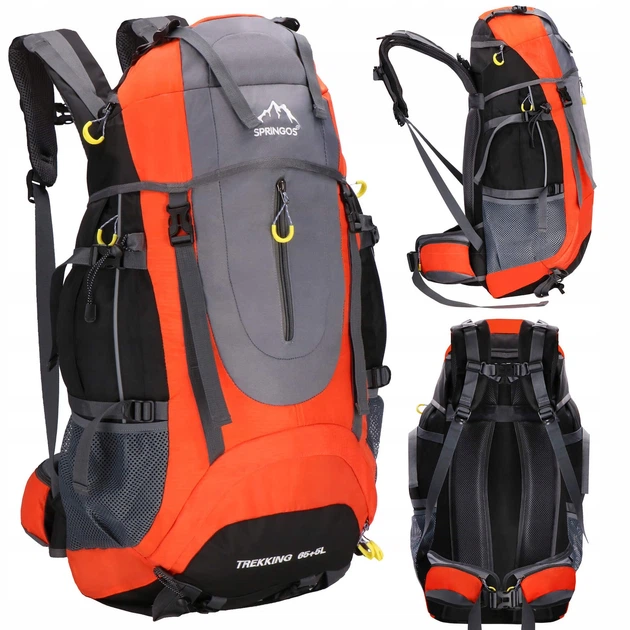 Туристический рюкзак Springos 70 л CS0128 Black/Grey/Orange - Фото 1 Туристический рюкзак Springos 70 л CS0128 Black/Grey/Orange - изображение 1