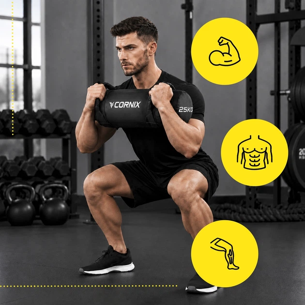 Мішок для кросфіту Cornix 25 кг тренувальний XR-0552 Black - зображення 6