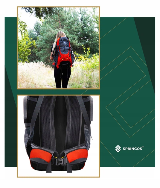 Туристический рюкзак Springos 70 л CS0128 Black/Grey/Orange - Фото 12 Туристический рюкзак Springos 70 л CS0128 Black/Grey/Orange - изображение 12
