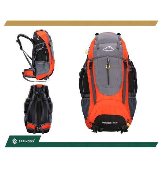 Туристический рюкзак Springos 70 л CS0128 Black/Grey/Orange - Фото 13 Туристический рюкзак Springos 70 л CS0128 Black/Grey/Orange - изображение 13