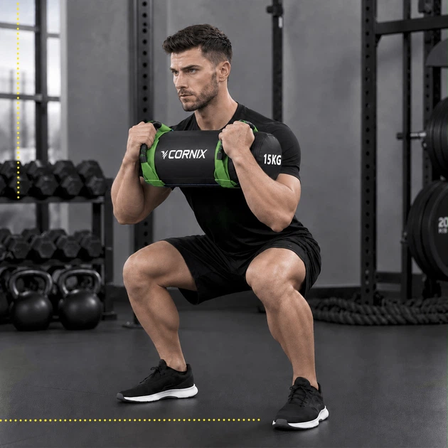 Мішок для кросфіту Cornix 15 кг тренувальний XR-0550 Black/Green - зображення 8