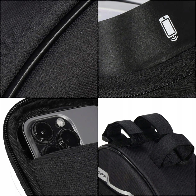 Велосипедная сумка-чехол Springos для телефона, водостойкая BA0024 Black - Фото 3 Велосипедная сумка-чехол Springos для телефона, водостойкая BA0024 Black - изображение 3