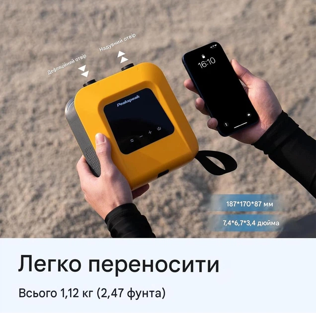 Аккумуляторный электрический насос для SUP Peakspeak, 20 PSI, 2600 мАч, цифровой дисплей - Фото 2 Аккумуляторный электрический насос для SUP Peakspeak, 20 PSI, 2600 мАч, цифровой дисплей - изображение 2