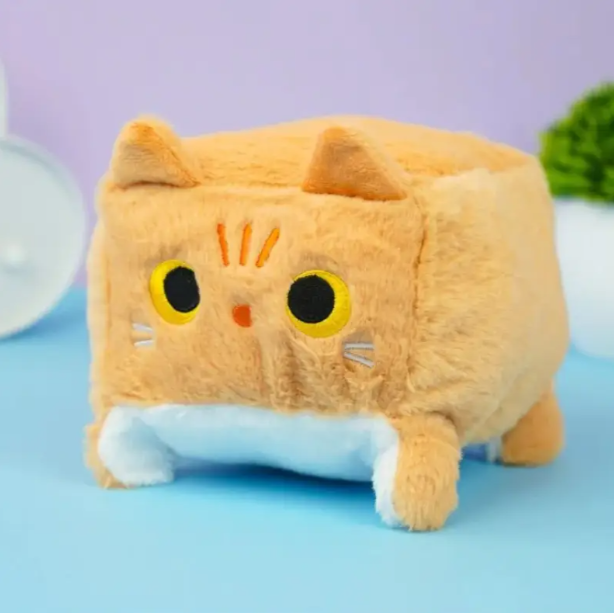 Плюшевая игрушка-подушка Квадратный котик 40 см, детский мягкий котокуб, рыжий - изображение 2