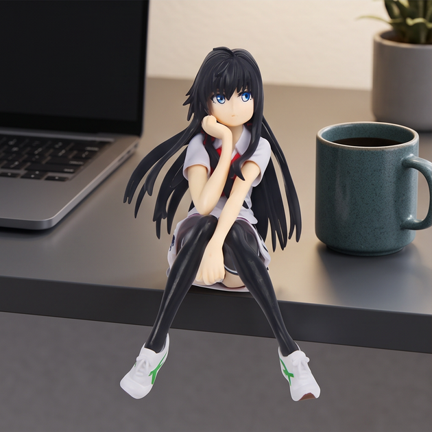 Аниме фигурка Hatsune Miku 13 см сидячая, статуэтка Хацуне Мику сидячая коллекционная из ПВХ - изображение 2