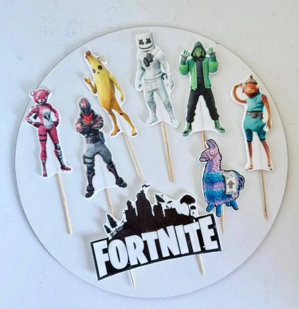 Набір кондитерських прикрас на торт цукрові мастичні топери "Fortnite" - Фото 1 Набір кондитерських прикрас на торт цукрові мастичні топери "Fortnite" - зображення 1