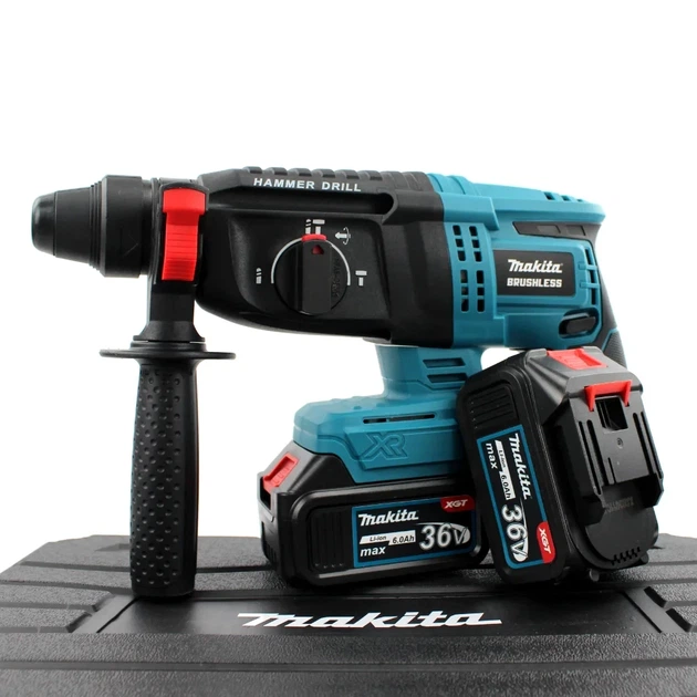 Акумуляторний перфоратор Makita DHR202 36 В 6 А·год, 2 АКБ, SDS-Plus для бетону, цегли та будівельних робіт - Фото 5 Акумуляторний перфоратор Makita DHR202 36 В 6 А·год, 2 АКБ, SDS-Plus для бетону, цегли та будівельних робіт - зображення 5