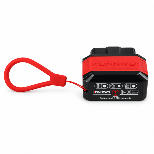 Автосканер для диагностики автомобиля KONNWEI KW906 - OBD2-адаптер Bluetooth 5.0 v1.5 для Android и iOS, черно-красный - изображение 2