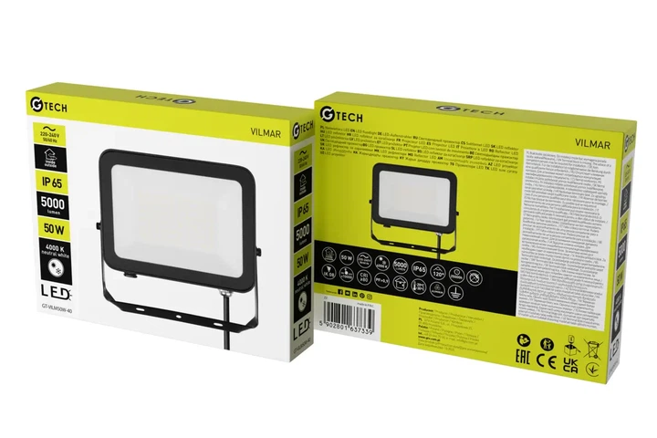 G-TECH Прожектор VILMAR, LED, 50Вт, 5000лм, 4000K, AC220-240В, IP65, черный - GT-VILM50W-40 - Фото 1 G-TECH Прожектор VILMAR, LED, 50Вт, 5000лм, 4000K, AC220-240В, IP65, черный - GT-VILM50W-40 - изображение 1