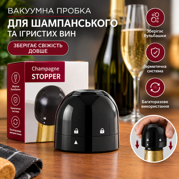 Многоразовая вакуумная пробка для шампанского WineStopper - Фото 4 Многоразовая вакуумная пробка для шампанского WineStopper - изображение 4
