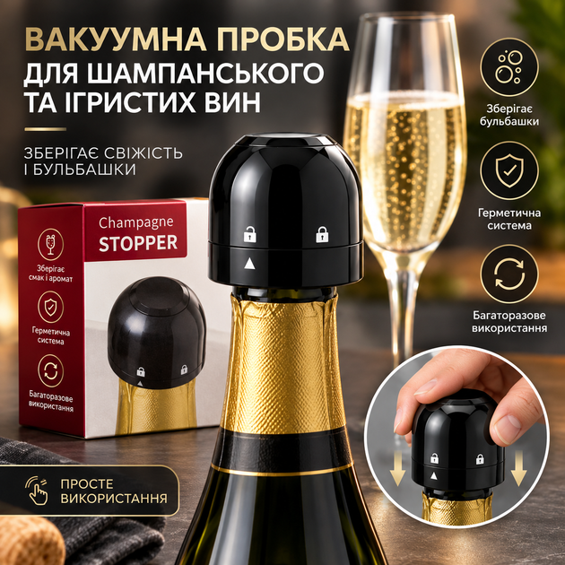 Многоразовая вакуумная пробка для шампанского WineStopper - Фото 7 Многоразовая вакуумная пробка для шампанского WineStopper - изображение 7