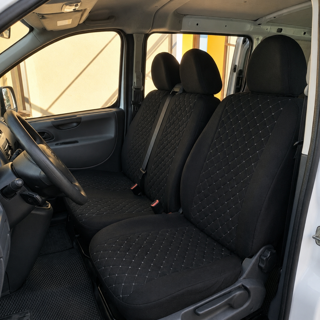 Авточехлы Antar Volkswagen LT Черные с серой строчкой антара + жаккард 1+2 (ANP12-0544) - изображение 6