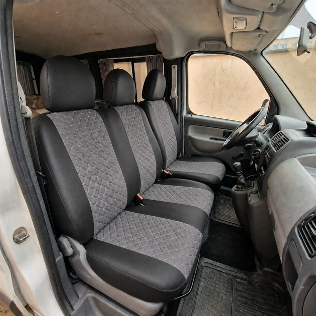 Авточехлы Alux Volkswagen LT28 (LT II) Серые экокожа + алькантара 1+2 (AL12-0506) - изображение 2