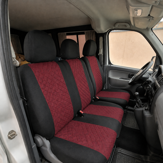 Авточехлы Antar Volkswagen LT35 (LT II) Красные антара + жаккард 1+2 (ANP12-0519) - изображение 4