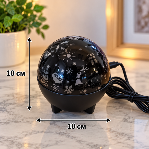 Мини LED проектор-ночник, новогодняя лампа с проекцией праздничного декора - изображение 3