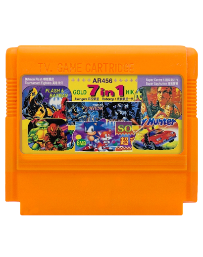 Збірник Ігор RMC Famicom Dendy 7 in 1 AR456 Somari, Captain Avengers, TMNT 4, Batman Flash, Super Spy Hunter, Contra 6, Robocop 1 90х TV Game Англійська Версія Тільки Картридж Б/У - Фото 1 Збірник Ігор RMC Famicom Dendy 7 in 1 AR456 Somari, Captain Avengers, TMNT 4, Batman Flash, Super Spy Hunter, Contra 6, Robocop 1 90х TV Game Англійська Версія Тільки Картридж Б/У - зображення 1