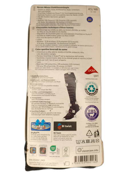 Чоловічі зимові лижні термошкарпетки Men`s Winter Sports Socks Crivit Premium чорно-сіро-білі 45-46р 1 пара - зображення 3