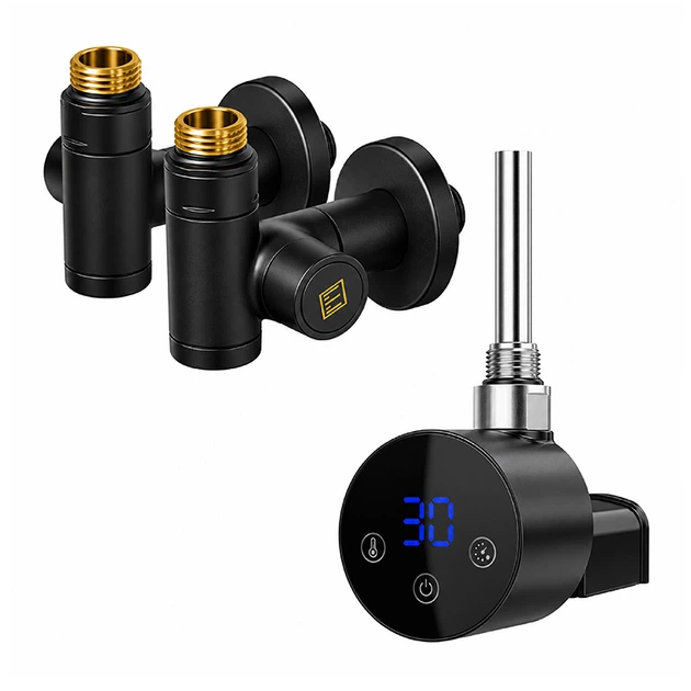 ТЕН для рушникосушки Onlyheat Agate Black Pro 0.6 кВт + крани під ТЕН Ideale Senso, чорний - Фото 1 ТЕН для рушникосушки Onlyheat Agate Black Pro 0.6 кВт + крани під ТЕН Ideale Senso, чорний - изображение 1