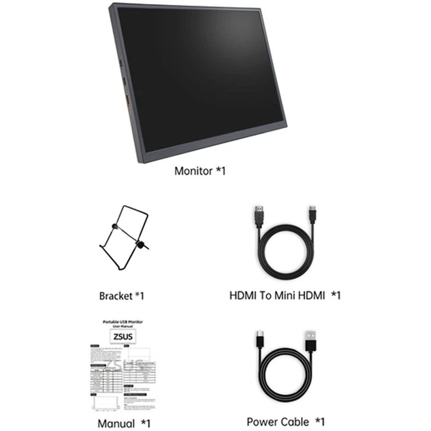 Портативний монітор ZSUS PM10A Black [175559] - зображення 8