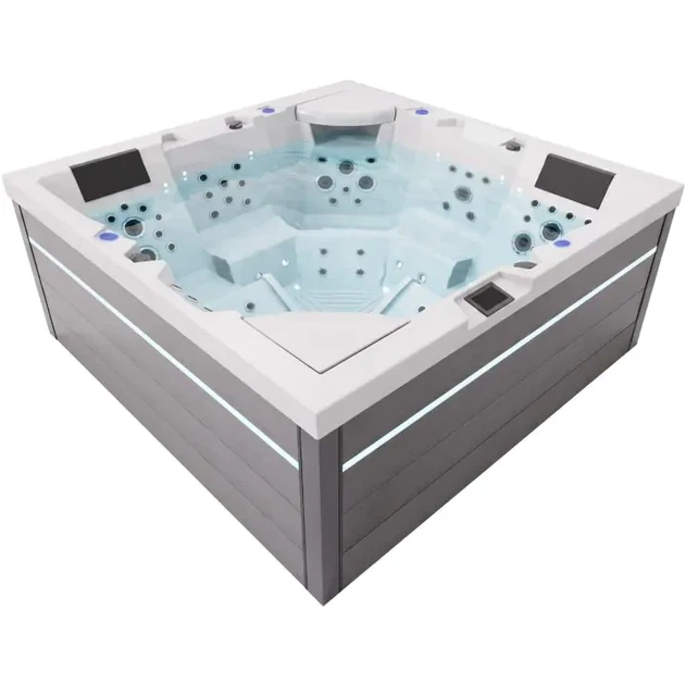 Гідромасажний СПА-басейн Aquajoy Monaco 220×220×90 см на 5 осіб, 74 форсунки, Bluetooth, Jet LED - зображення 3
