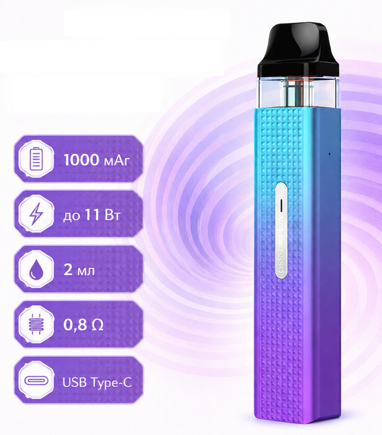 POD-система Vaporesso XROS MINI KIt Grape Purple вейп 1000 мАч под система вапорессо иксрос мини кит фиолетовая до 30Вт - изображение 2