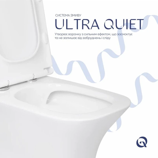 Унитаз напольный Qtap Presto Quadro безободковый с сиденьем Soft-close 650х340х790 мм Белый - изображение 5