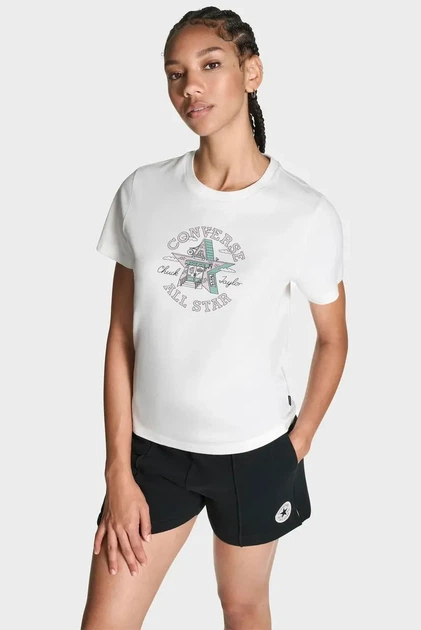 Жіноча біла футболка CHUCK PATCH Converse XS CVW5T241 - Фото 1 Жіноча біла футболка CHUCK PATCH Converse XS CVW5T241 - изображение 1