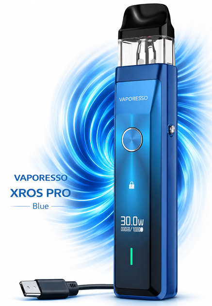 Под-система электронная сигарета Vaporesso XROS PRO подик на 1200 мАч Blue Pod система до 30 Вт 0.6 Ом синяя со сменным картриджем - Фото 1 Под-система электронная сигарета Vaporesso XROS PRO подик на 1200 мАч Blue Pod система до 30 Вт 0.6 Ом синяя со сменным картриджем - изображение 1
