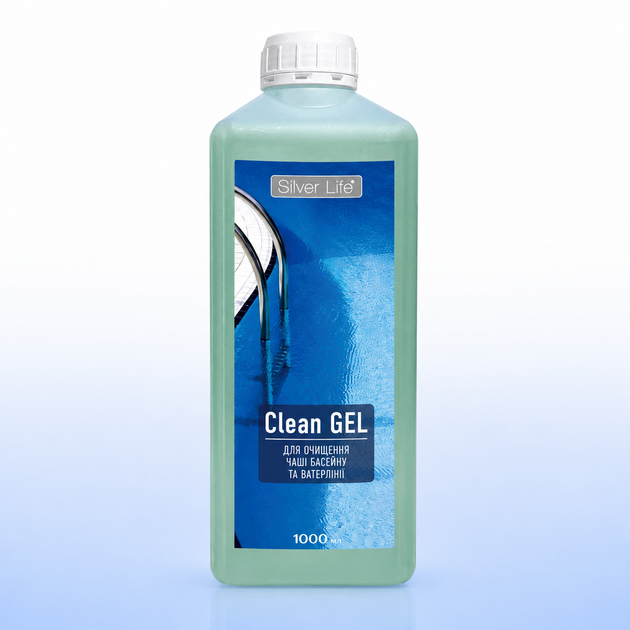 Засіб для очищення чаші басейну і ватерлінії від нальоту Silver Life Clean Gel 1 л - Фото 1 Засіб для очищення чаші басейну і ватерлінії від нальоту Silver Life Clean Gel 1 л - зображення 1