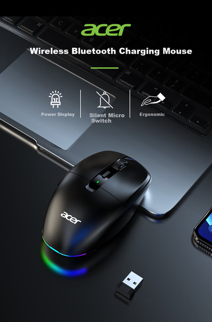 Мышь Acer OMR216 Wireless/Bluetooth Black - изображение 4