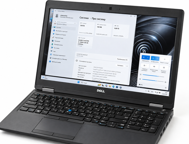 Ноутбук Dell Latitude 5580 Touch Core i5-7300U 8GB DDR4 SSD 256GB 15.6" Full HD Touch Чорний Б/У - изображение 2