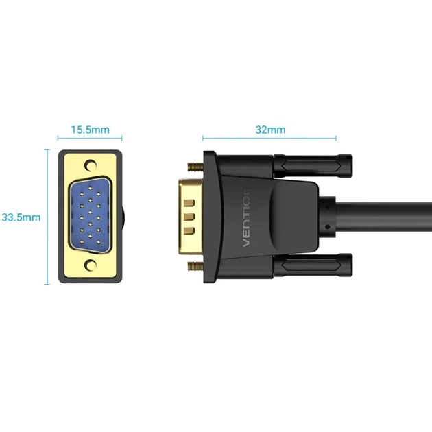Кабель Vention VGA 15M to VGA 15M 20м з феритами Black (DAEBQ) - зображення 3